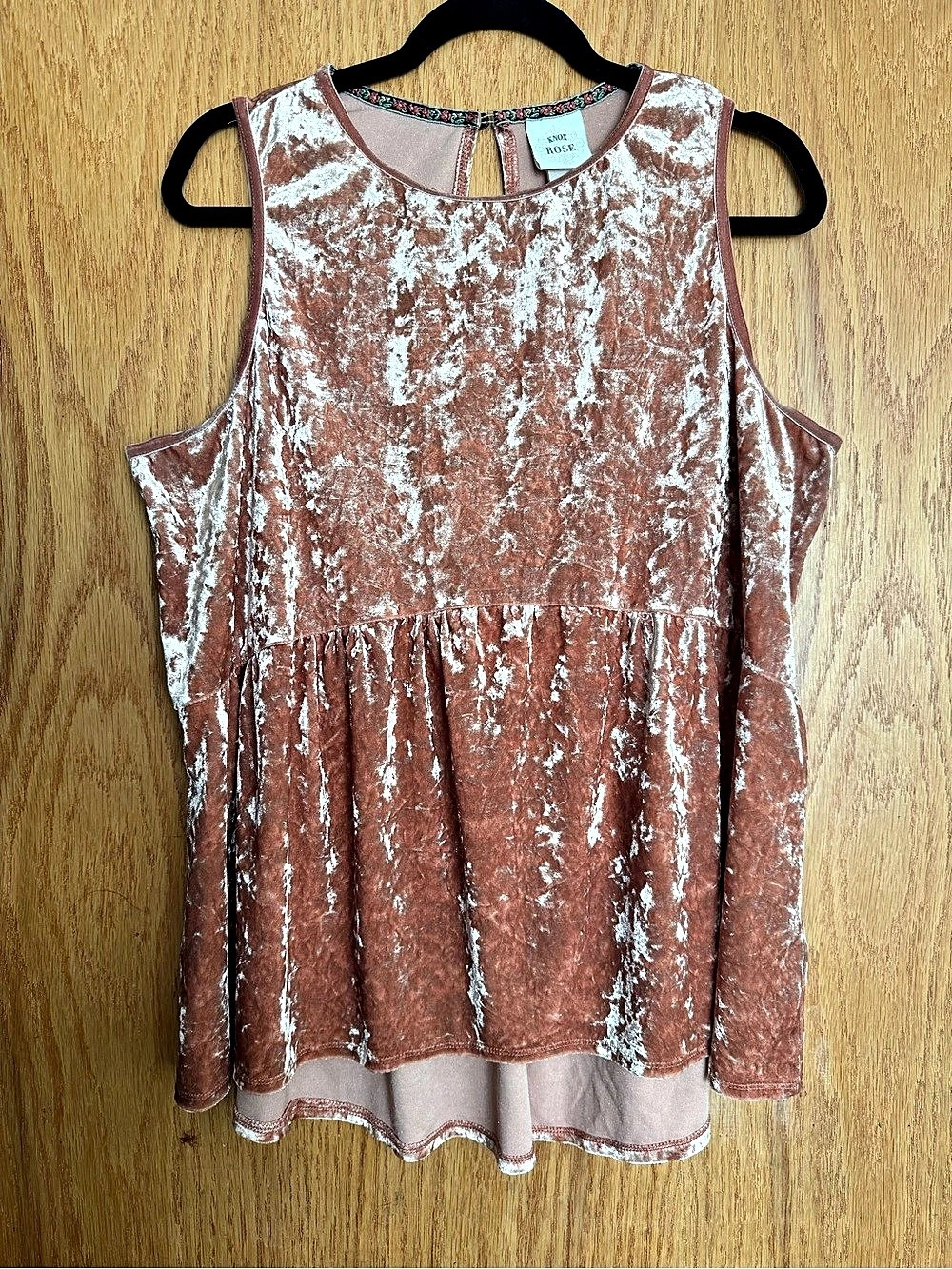 Knox Rose Velvet Burnout Tank Top Pink XXL Like New
